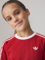 adidas Originals Red Pinstripe 3 Stripe T-Shirt - Image 3 of 7