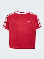 adidas Originals Red Pinstripe 3 Stripe T-Shirt - Image 4 of 7