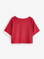 adidas Originals Red Pinstripe 3 Stripe T-Shirt - Image 5 of 7