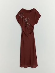 BHOEM Brown Beaded Floral Drape Maxi Sleeveless Dress - Image 6 of 6