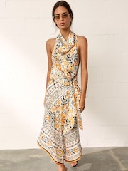 BHOEM Multi Scarf Print Tie Waist Midi Dress - Image 2 of 5