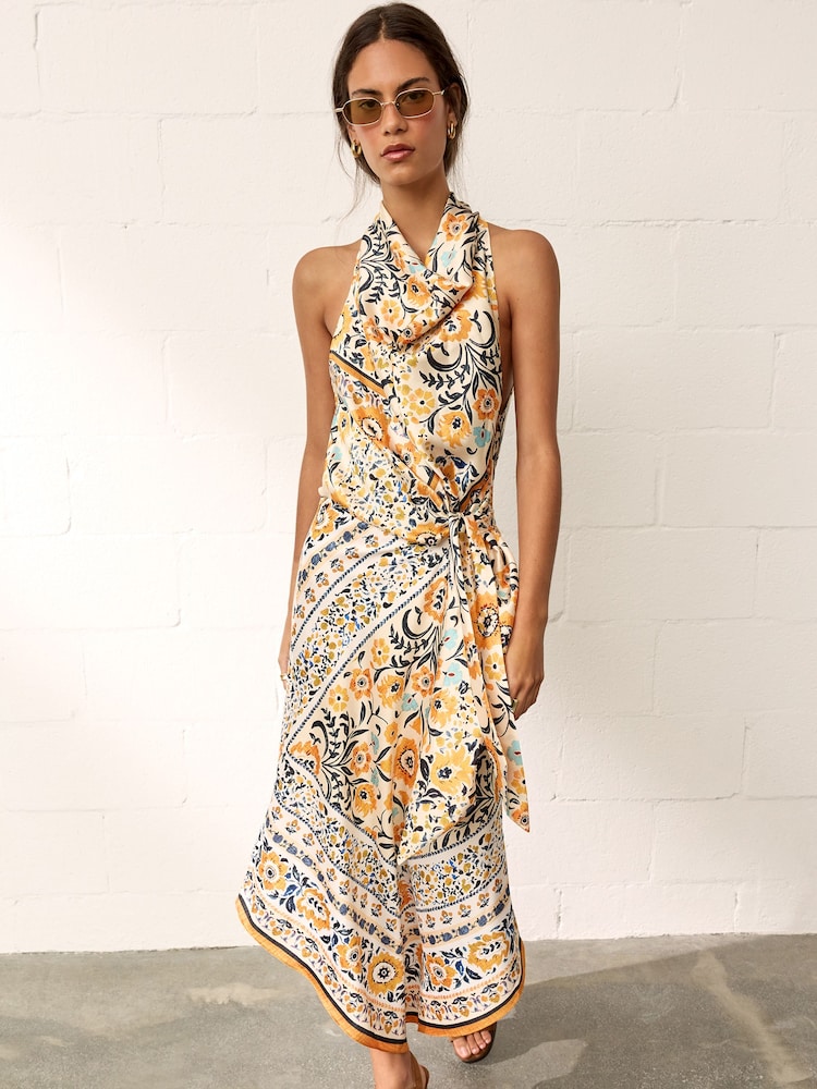 BHOEM Multi Scarf Print Tie Waist Midi Dress - Image 2 of 5
