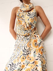 BHOEM Multi Scarf Print Tie Waist Midi Dress - Image 3 of 5