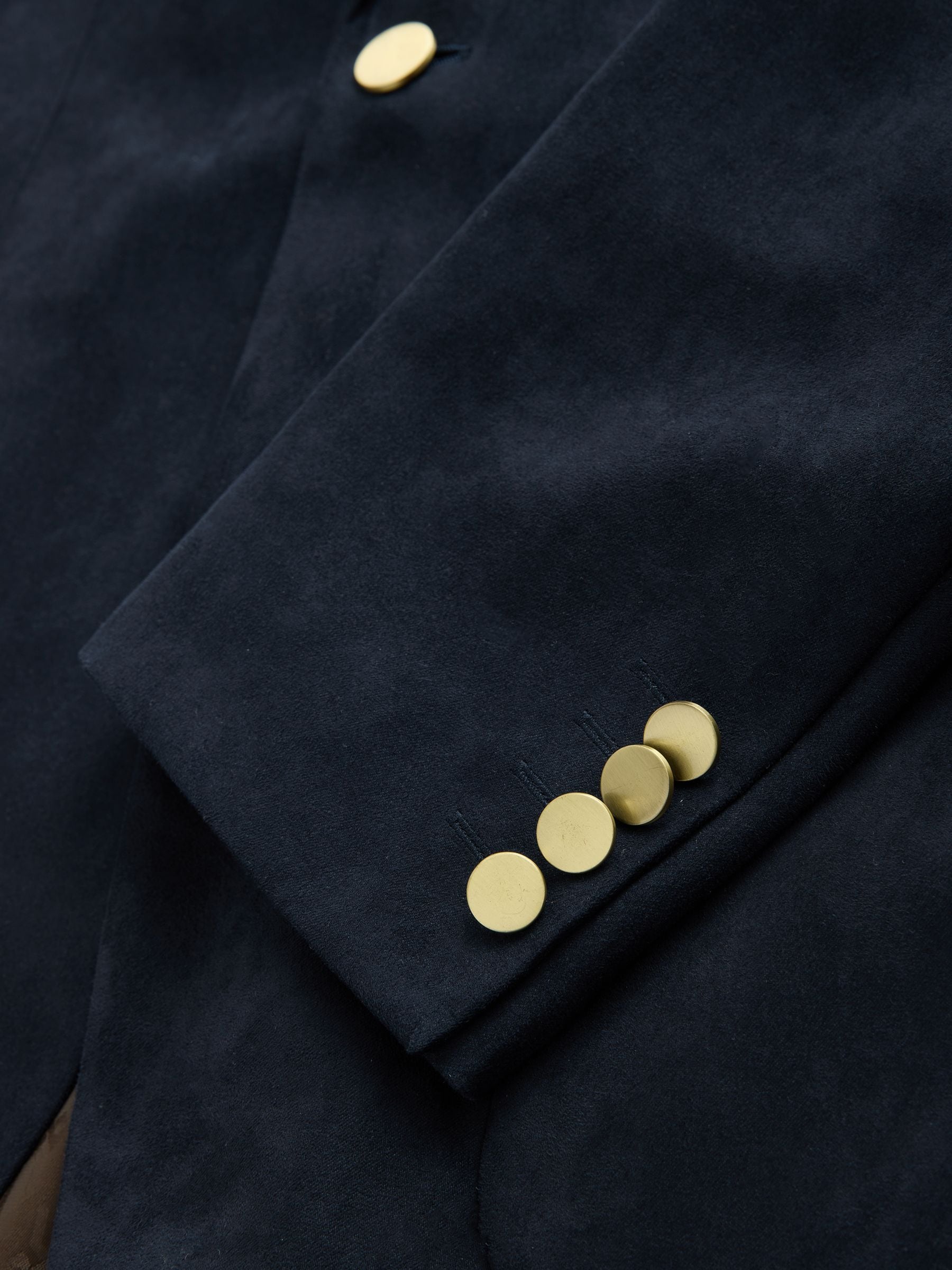 Buy Navy Gold Buttons Slim Fit Faux Suede Blazer from the Next UK