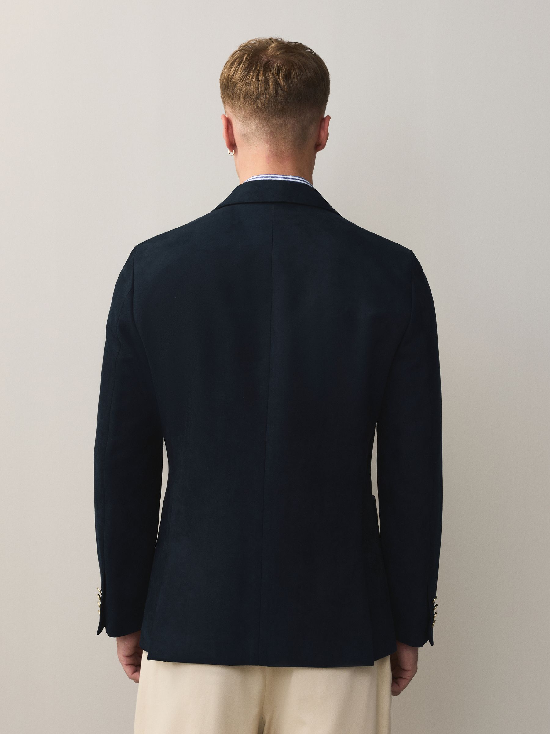Buy Navy Gold Buttons Slim Fit Faux Suede Blazer from Next USA