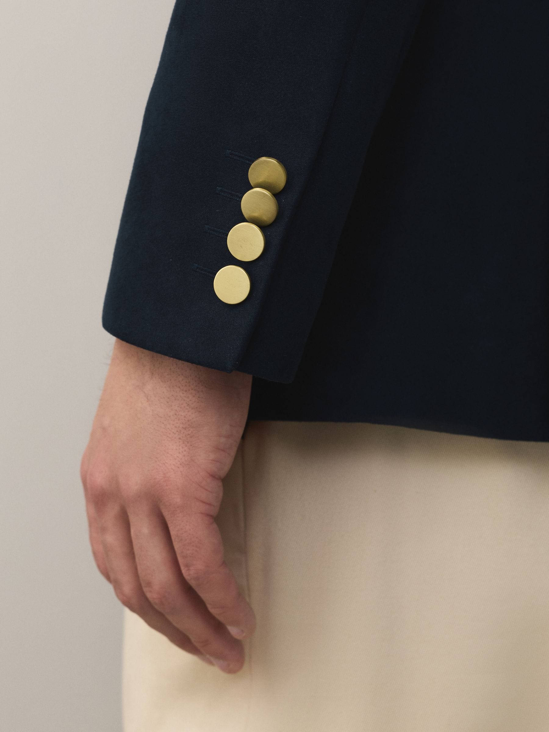 Buy Navy Gold Buttons Slim Fit Faux Suede Blazer from Next USA