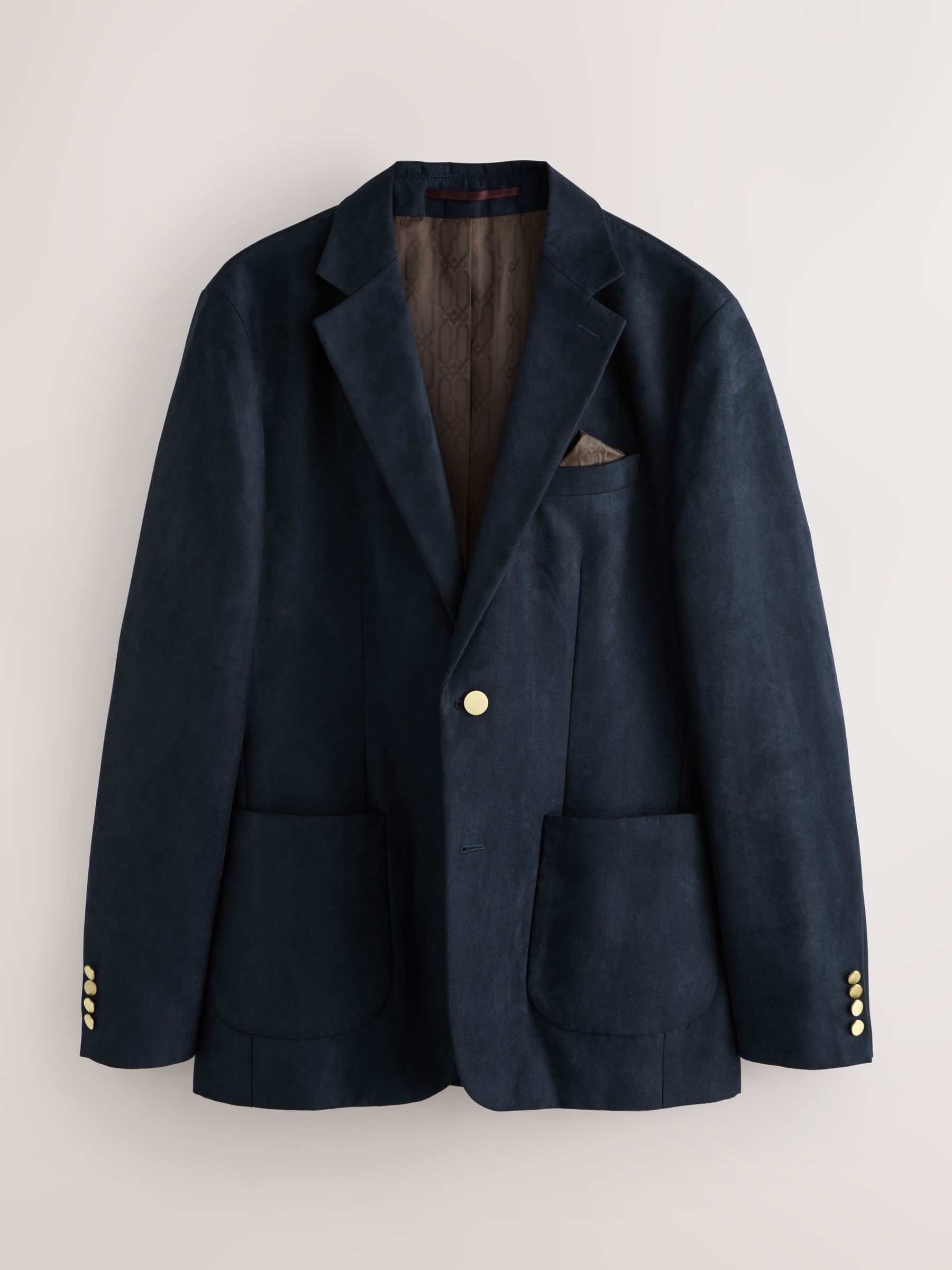 Buy Navy Gold Buttons Slim Fit Faux Suede Blazer from Next USA