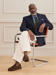 Navy Blue Regular Fit Signature Moons Double Breasted Wool Blazer - Image 3 of 9
