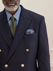Navy Blue Regular Fit Signature Moons Double Breasted Wool Blazer - Image 4 of 9