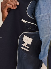 Navy Blue Regular Fit Signature Moons Double Breasted Wool Blazer - Image 6 of 9