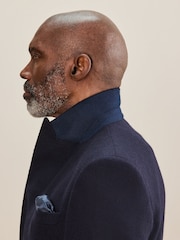 Navy Blue Regular Fit Signature Moons Double Breasted Wool Blazer - Image 7 of 9
