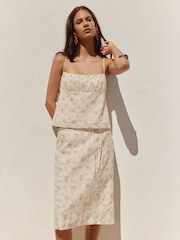 BHOEM White Floral Print Strap Top With Ramie - Image 2 of 5