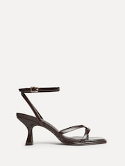 Linzi Brown Glazed Toe Post Heeled Sandals - Image 2 of 5