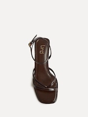 Linzi Brown Glazed Toe Post Heeled Sandals - Image 4 of 5