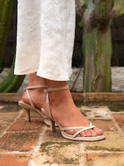 Linzi Nude Glazed Toe Post Heeled Sandals - Image 1 of 5
