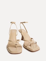 Linzi Nude Glazed Toe Post Heeled Sandals - Image 3 of 5