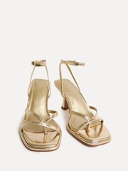Linzi Gold Glazed Toe Post Heeled Sandals - Image 3 of 5