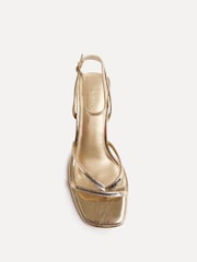 Linzi Gold Glazed Toe Post Heeled Sandals - Image 4 of 5