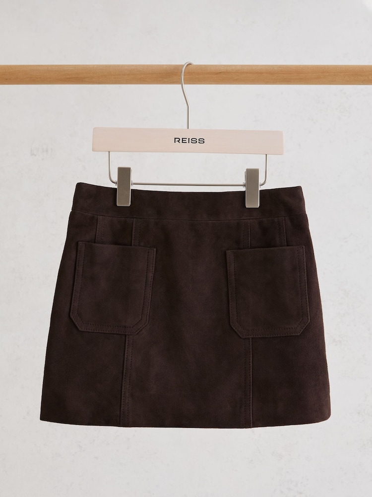 Reiss Chocolate Brown Vida Skirt - Image 1 of 3