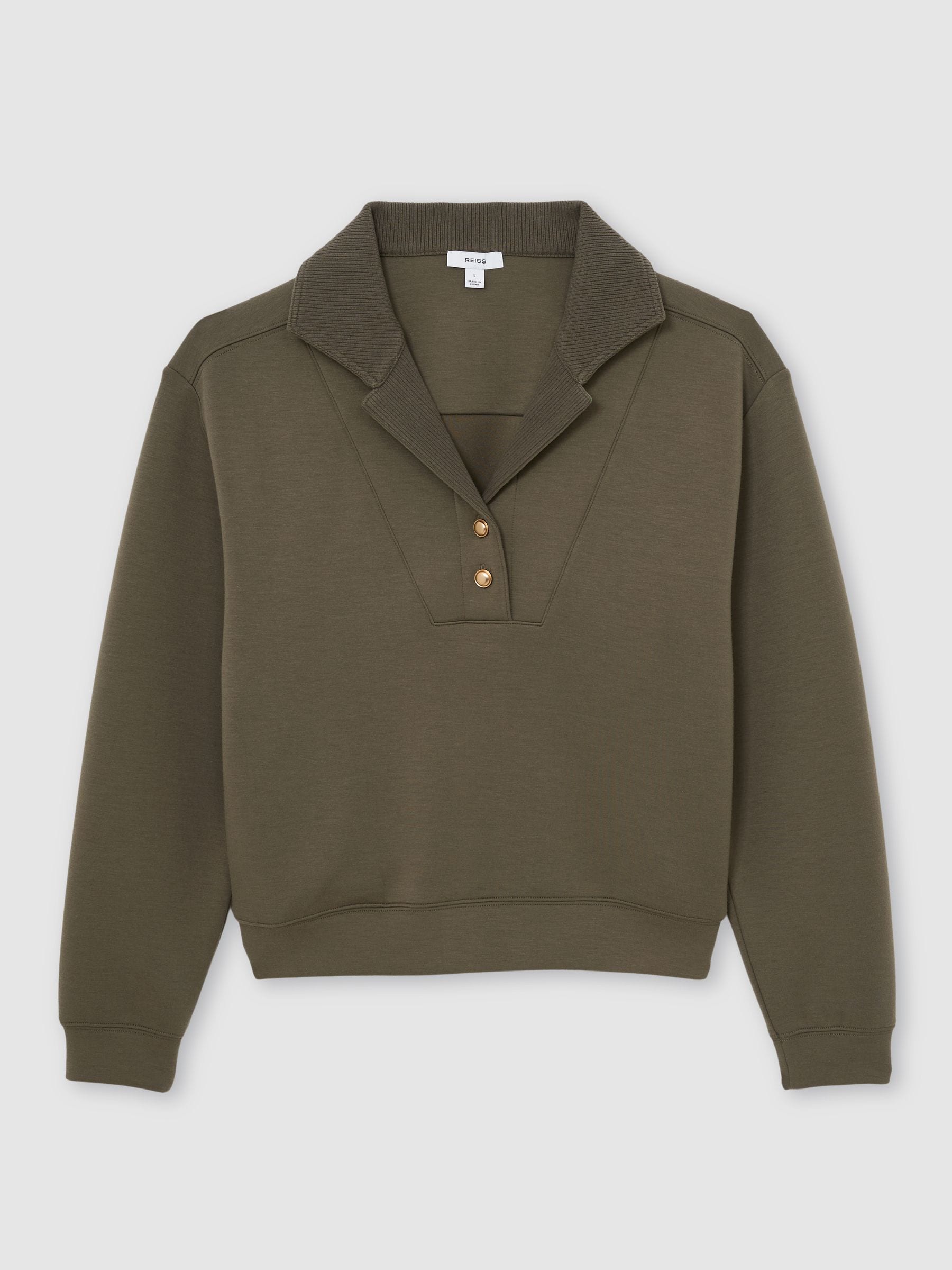 Buy Reiss Khaki Green Bella Premium Interlock Collar Sweatshirt