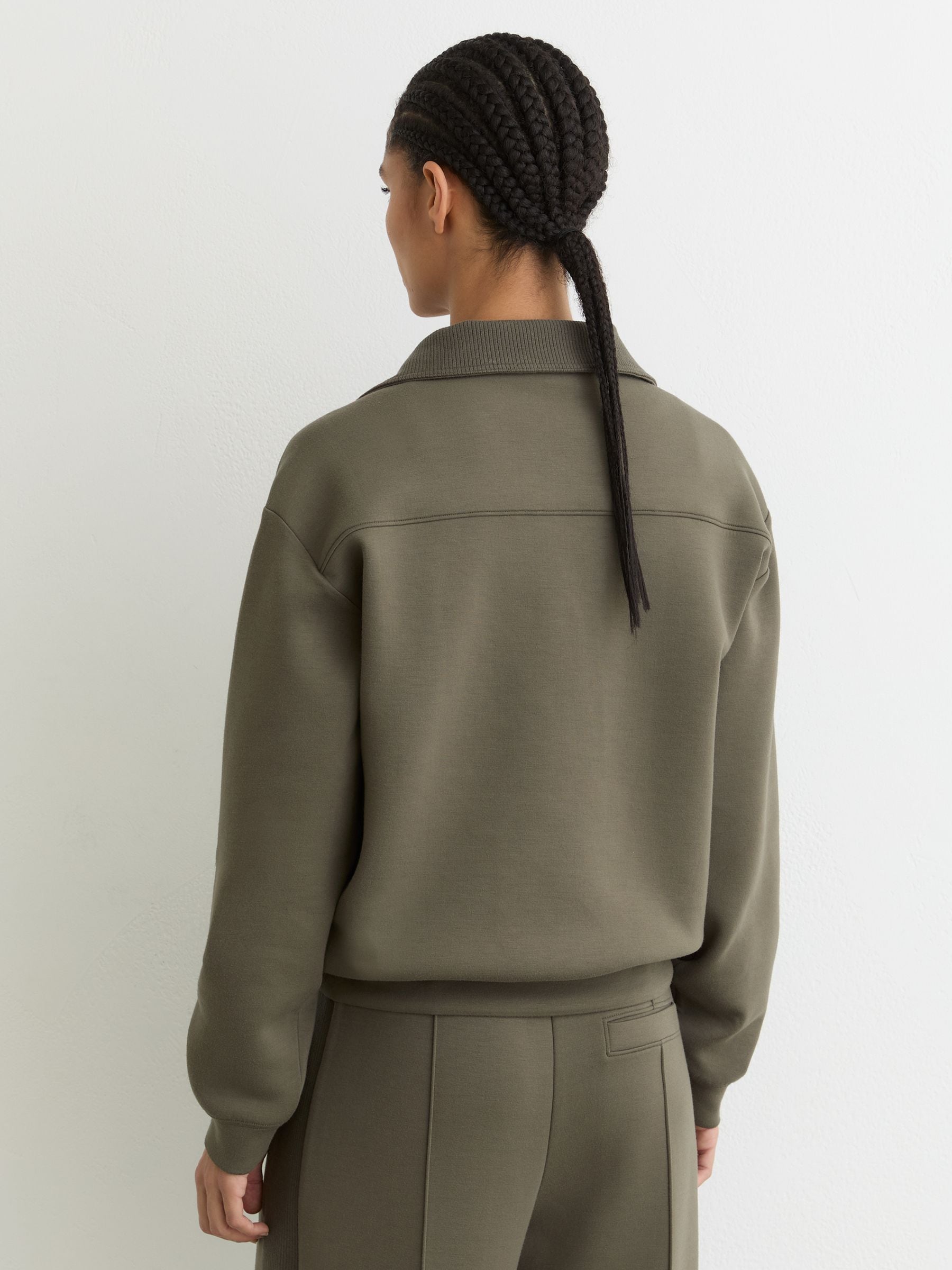 Buy Reiss Khaki Green Bella Premium Interlock Collar Sweatshirt