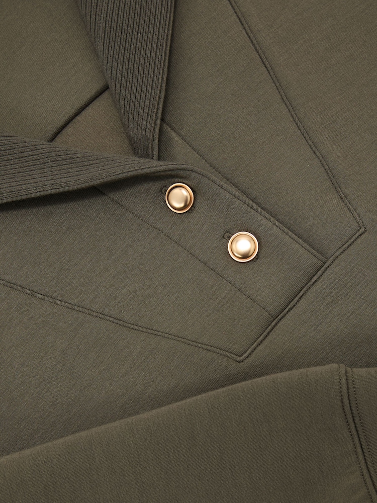 Reiss Khaki Green Bella Premium Interlock Collar Sweatshirt - Image 6 of 6 Reiss Khaki Green Bella Premium Interlock Collar Sweatshirt - Image 6 of 6