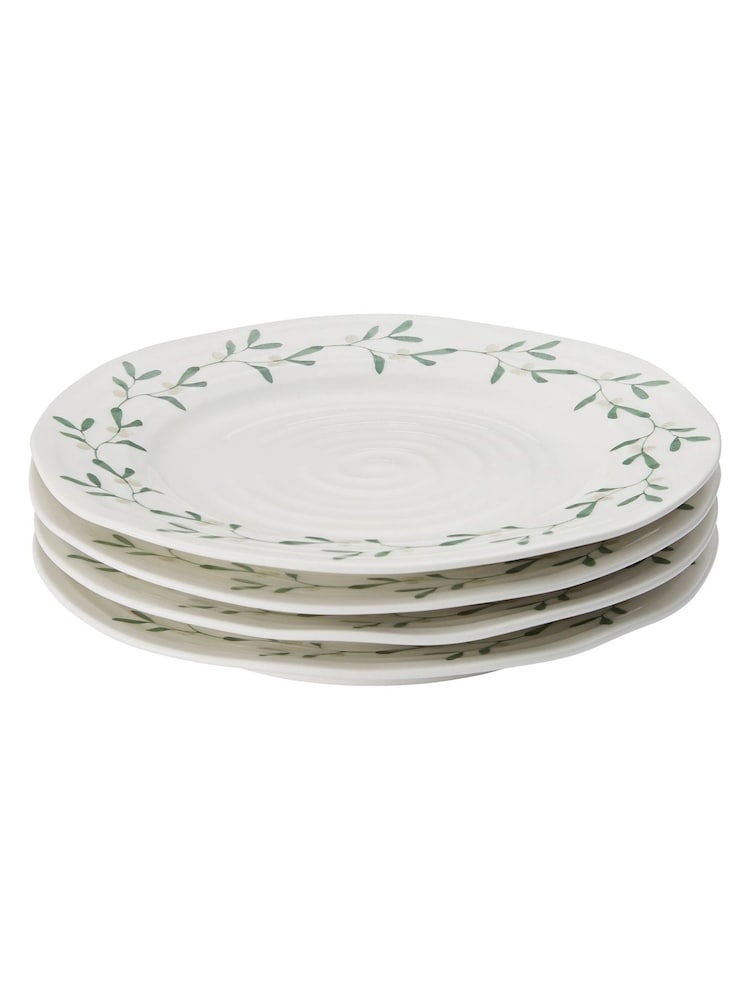 Sophie Conran Set of 4 White Porcelain Mistletoe Side Plates - Image 4 of 4