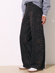 Leopard Jersey Denim Wide Leg Trousers - Image 3 of 8