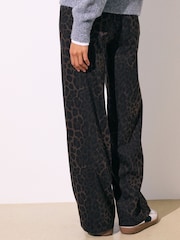 Leopard Jersey Denim Wide Leg Trousers - Image 4 of 8