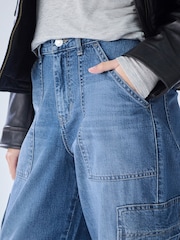 Mid Blue Utility Wide Crop Jeans - Image 5 of 8