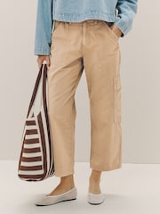 Sand Lightweight Denim Utility Wide Crop Jeans - Image 3 of 10