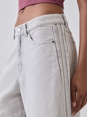 adidas Originals Grey Denim Mid Rise Denim Shorts - Image 4 of 7