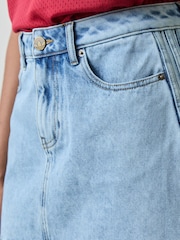 adidas Originals Light Blue Denim 3-Stripes Denim Mini Skirt - Image 4 of 6