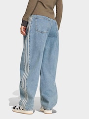 adidas Originals Blue 3-Stripes Barrel Denim Jeans - Image 2 of 6