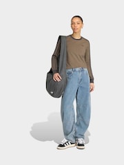 adidas Originals Blue 3-Stripes Barrel Denim Jeans - Image 3 of 6