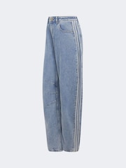 adidas Originals Blue 3-Stripes Barrel Denim Jeans - Image 6 of 6
