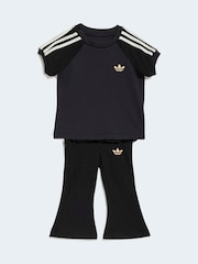 adidas Originals Black Crochet T-Shirt and Flare Leggings Set - Image 1 of 7