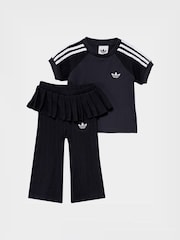 adidas Originals Black Crochet T-Shirt and Flare Leggings Set - Image 2 of 7