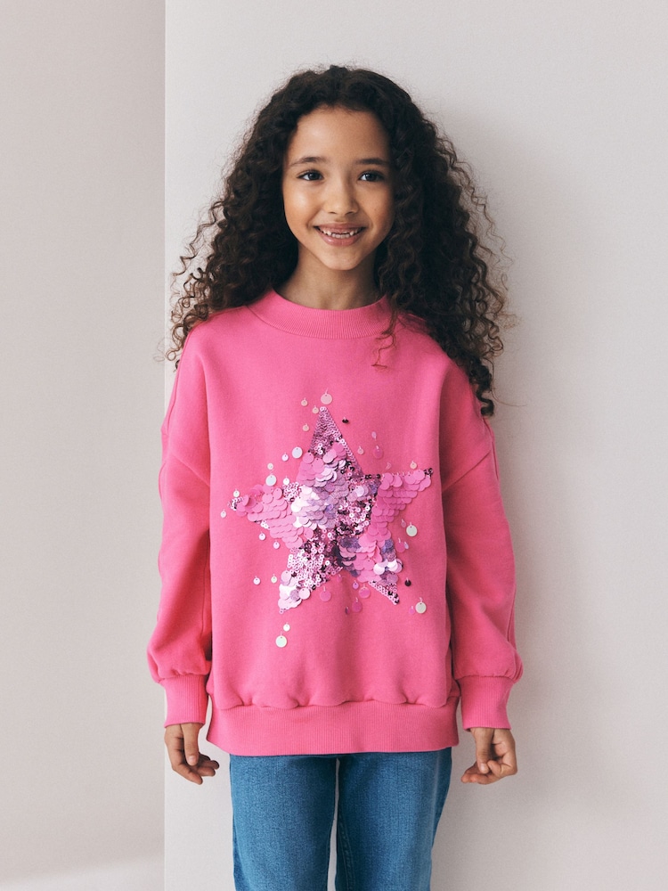 Pink Sequin Star Sweatshirt (3-16yrs) - Image 1 of 4