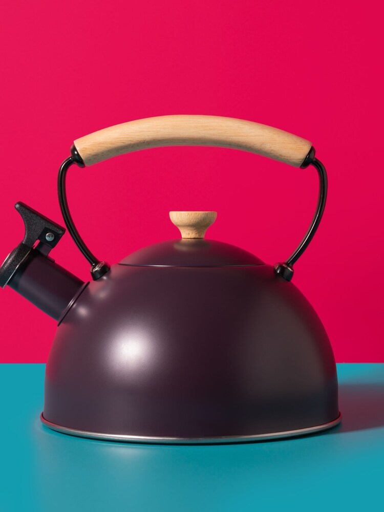 La Cafetiere Purple Whistling Kettle with Wooden Handle - Image 1 of 6 La Cafetiere Purple Whistling Kettle with Wooden Handle - Image 1 of 6