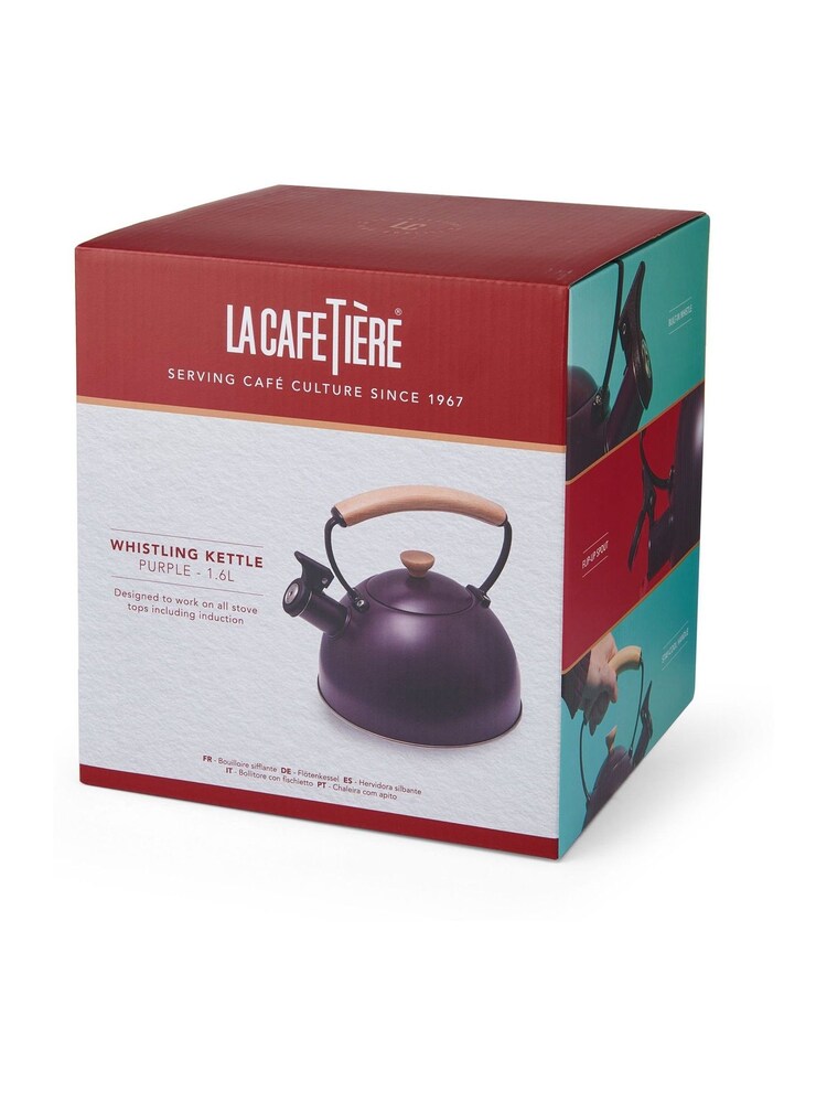 La Cafetiere Purple Whistling Kettle with Wooden Handle - Image 6 of 6 La Cafetiere Purple Whistling Kettle with Wooden Handle - Image 6 of 6
