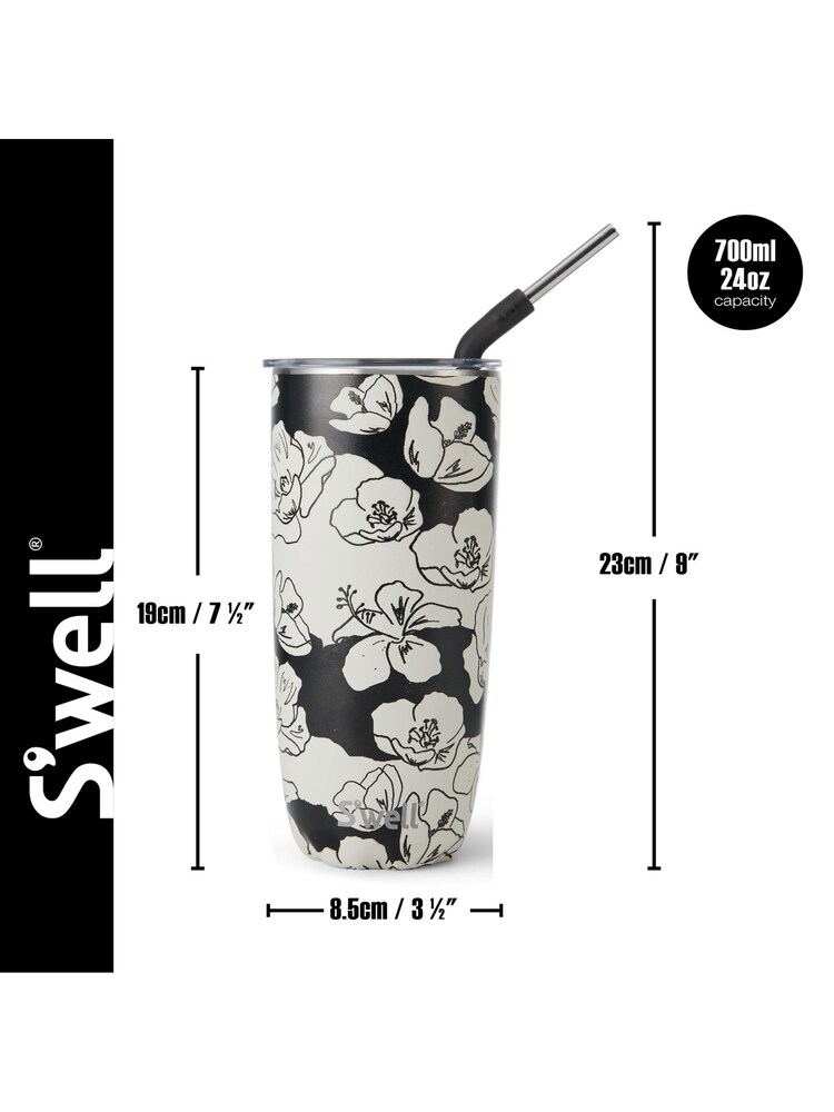 S’well Charcoal Bloom Black Thermal Tumbler with Straw - Image 6 of 6 S’well Charcoal Bloom Black Thermal Tumbler with Straw - Image 6 of 6