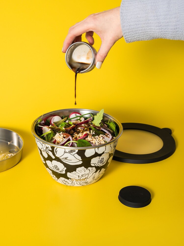 S’well Charcoal Bloom Black Salad Bowl Kit - Image 2 of 6 S’well Charcoal Bloom Black Salad Bowl Kit - Image 2 of 6