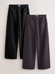 Black/Chocolae Brown Wide Leg Denim Jeans 2 Pack - Image 1 of 11