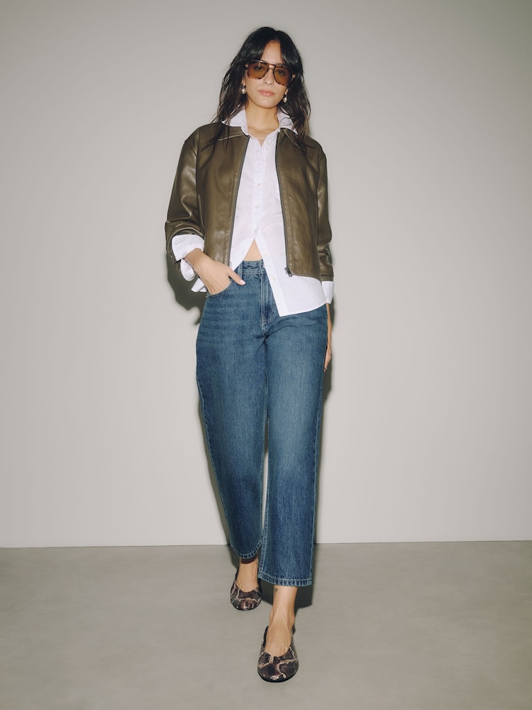 Dark Blue Ankle Straight Jeans - Image 1 of 7 Dark Blue Ankle Straight Jeans - Image 1 of 7