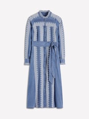 Boden Blue Ruffle Placket Chambray Dress - Image 5 of 5