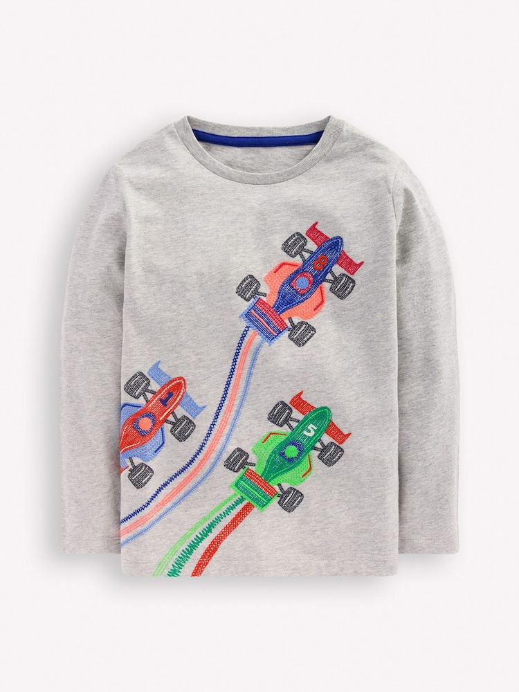 رمادي - رداء علوي أكمام طويلة ومزينة بدرزات كبيرة من Boden - صورة 1 من 2