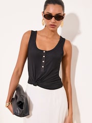 Lipsy Black Rib Henley Vest - Image 4 of 5
