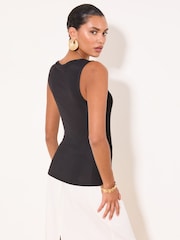 Lipsy Black Rib Henley Vest - Image 5 of 5