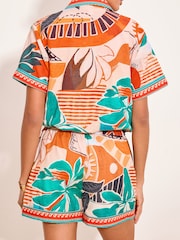 Lipsy Blue & Orange Tropical Printed Shirt - Image 4 of 4